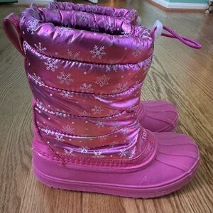 Totes Birchmount Girls Pink Snowflake Snow Boots